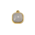 Vue détaillée d'un pendentif en pierre grise avec bord doré mat et anneau intégré - Gris (Pendentif 07)