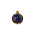 Close-up of lapis lazuli stone pendant with gold beaded edge for DIY jewelry making - Lapis Lazuli (Pendant Only (Without Chain) 02)