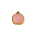 Détail macro d'un pendentif carré doré avec quartz rose pour la création de bijoux DIY - Rose Quartz (Pendant 08)