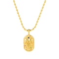 Collier Gémeaux doré avec médaillon ovale, zircons colorés et chaîne à perles - Gémeaux
