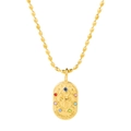 Collier signe Capricorne doré avec pendentif ovale et pierres de cristal colorées - Capricorne