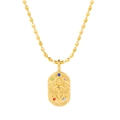 Collier Taureau doré avec pendentif relief ovale et pierres de zircon colorées - Taureau