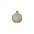 Macro detail of round light blue gemstone pendant with gold beaded bezel for DIY jewelry - Lilac Purple (Pendant 08)
