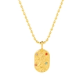 Collier médaille Lion en or avec zircons colorés sur une chaîne à billes - Lion
