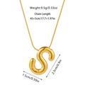 Detailed size view of a 3D gold bubble letter S pendant on a sleek snake chain necklace - Letter S Necklace