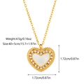 Detail of 18k gold plated heart pendant with white shell inlay and zircon accents - Heart Style (JDN2502291)