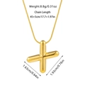 Detail showing gold cross pendant dimensions and chain length of the bubble necklace - Letter X Necklace