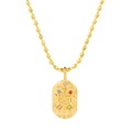 Collier signe balance en acier doré avec pendentif ovale et pierres de zircon colorées - Balance