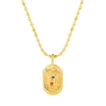 Collier zodiaque Poissons doré en acier inoxydable avec zircons colorés et chaîne à billes - Poissons