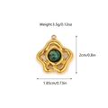 Gedetailleerd beeld van bloemvormige gouden hanger met groene natuursteen en maten - Groene Bloemvorm Hanger (JDP2502282)