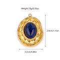 Detail showing dimensions of vintage oval lapis lazuli pendant with gold hammered finish - Blue Textured Oval Pendant (JDP2502285)
