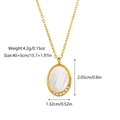 Golden 18k plated necklace featuring an oval mother of pearl pendant and clear zircon accents - Oval Style (JDN2502292)