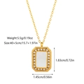 18k gold plated titanium necklace featuring a white shell rectangle pendant with zircons - Rectangle Style (JDN2502294)