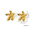 Goldene Edelstahl-Ohrstecker in Herzform mit Knitteroptik und Größenangaben - Abstrakter Orchidee Stil (0137)