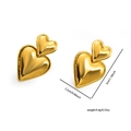 Goldene Doppelherz-Ohrringe aus Edelstahl mit poliertem Finish für Damen - Doppelherz Stil (0145)