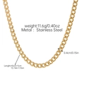 Detail showing 18k gold plated stainless steel Cuban chain dimensions and link texture - Gold Cuban Link Chain Necklace (JDN253311-2)