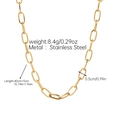 Detail view of 18k gold plated stainless steel oval link chain with technical dimensions - Gold Polished Oval Link Chain Necklace (JDN253311-6)