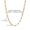 Detailed view of 18k gold plated stainless steel knot necklace with size dimensions - Gold Knot Style Necklace (JDN253311-8)