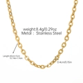 Detailed specs of the 18k gold plated stainless steel Cuban chain showing weight and length - Gold Shiny O-link Chain Necklace (JDN253311-11)
