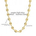 Detailed specs of 18k gold plated stainless steel coffee bean necklace for women - Gold Pig Nose Style Necklace (JDN253311-12)