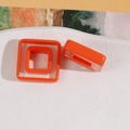 Detail of bright orange geometric resin square charm for DIY hair clips and hair accessories - Square / Orange