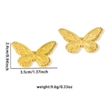 Detailansicht goldener Schmetterlings-Ohrringe mit Maßangaben und Gewichtsspezifikationen - Texturierter Schmetterling Stil (0620)