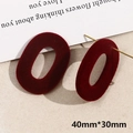 Macro view of burgundy flocked oval earring pendants with 40x30mm size measurement - Oval No. 1 (1 pc)