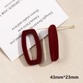Detail view of burgundy flocked rectangular earrings with 43mm by 23mm size dimensions - Rectangle (#2, 1pc)