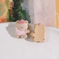 Cute beige flocked bear DIY resin accessory for earrings and hairpins with a soft texture - Pink