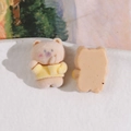 DIY milk tea colored fuzzy bear resin accessory with smooth back for hair clips - Yellow