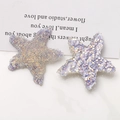 Détail macro des pièces en résine étoile de mer avec paillettes irisées et diamants - Mauve Clair