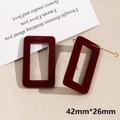 Macro detail of wine red flocked rectangular earrings measuring 42mm by 26mm for DIY jewelry - Large Square (Size 12, 1 Piece)