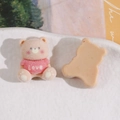 Pink flocked bear DIY resin charm with Love sweater design and flat back base - Red