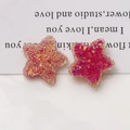 Detail of 20mm candy-colored star resin patches with glitter sequins for DIY crafts - Rose Red