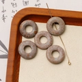 Nahaufnahme von natürlichen Steinperlen im Leopardenmuster für DIY-Schmuck mit Gold-T-Stift - Graubraun Rotbraun Gepunktet (Stil 11) / 1 Stück (20x20mm)
