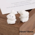Λήψη macro από λευκά αξεσουάρ DIY με επένδυση 24mm και απαλή βελούδινη υφή - Φλοκάτο Αξεσουάρ Μισή Τρύπα / Λευκό Κουνέλι με Λυγισμένα Αφτιά