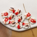 Hand-painted ceramic flower beads with red floral patterns for DIY jewelry making - Red Black (15#)