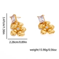 Goldene Blumen-Ohrhänger mit Zirkonia, Maße 3,47 cm x 2,28 cm, Gewicht 15,90 g - Weiße Zirkon Blume Stil (1060)