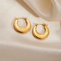 Golden titanium steel hoop earrings with spiral texture on soft satin fabric - Sunburst Pattern Round Earrings 0262