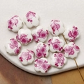 Macro shot of handmade floral ceramic beads with purple plum blossom patterns - Purple (8#)