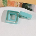 Blue-green square resin earring accessories with hollow frame and solid block designs - Lake Green Square
