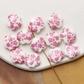 Detail view of handmade ceramic five-petal flower beads with pink plum blossom patterns - Pink (3#)