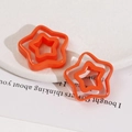 DIY craft resin orange star charms with hollowed design and glossy finish for jewelry - Pentagram / Orange