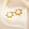 Elegant 18K gold plated titanium steel twist hoop earrings on champagne silk fabric - Multiple Bead Earrings 0273