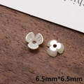 Macro detail of 6.5mm iridescent pearl white five-petal flower acrylic beads for DIY jewelry - Small 3-Petal Flower Shape (7#)