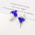 Detailed view of spiral blue and white handmade glass beads for DIY jewelry making - 1 Piece / Blue