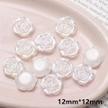 Macro shot of 12mm pearlescent camellia acrylic beads for DIY jewelry making - No Hole / Camellia Style