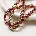 Perles cubiques irrégulières irisées avec finition métallique sur plateau en céramique - 1 Fil (env. 60 perles) / 12# Rose Rouge Dégradé