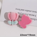 Vista macro de dijes de tulipán rosa de 22mm para accesorios de joyería DIY - Flor Rosa Oscura