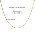 18k gold plated 1mm snake chain necklace in stainless steel with 40+5cm length - Gold Ultra Fine Snake Chain Necklace (JDN253311-19)